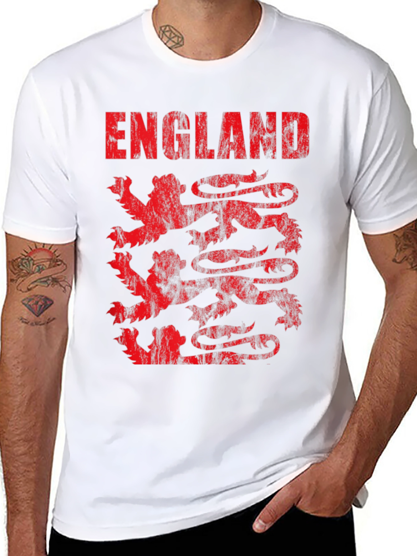 England Lions T-Shirt - Distressed Graphic Tee