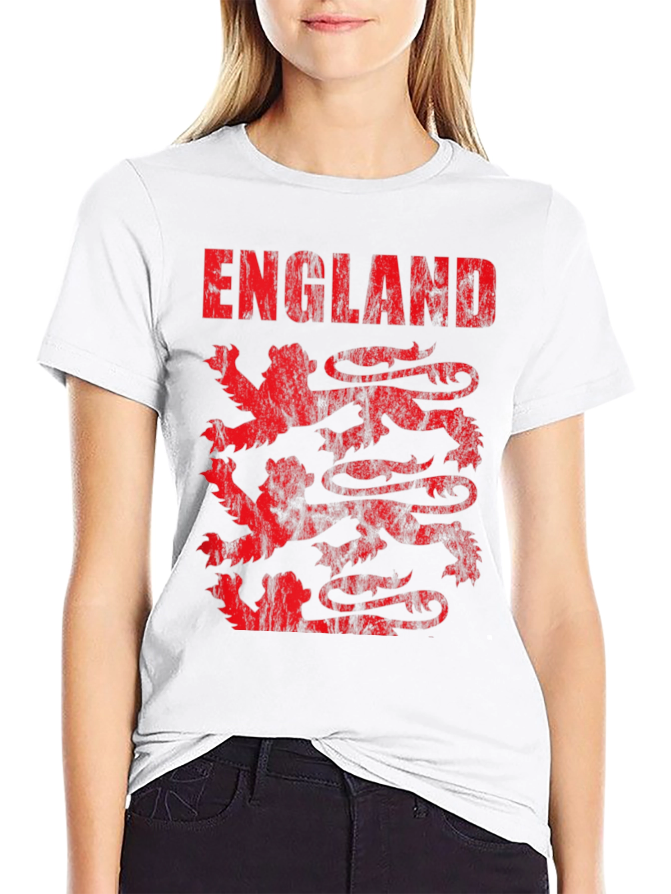 England Lions T-Shirt - Distressed Graphic Tee