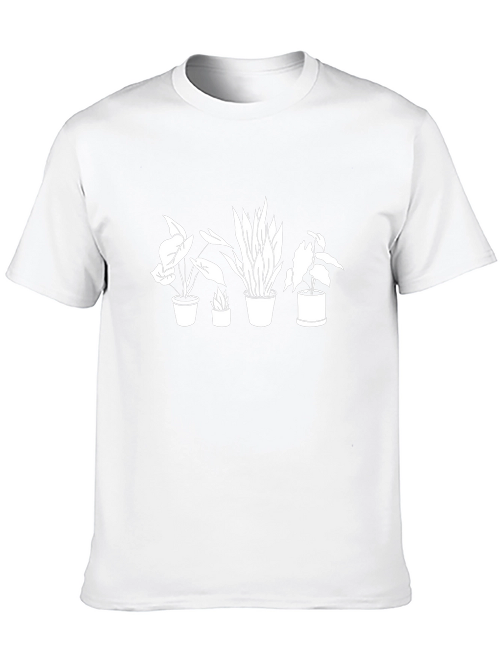 Stylish Potted Plants Graphic Tee - Black