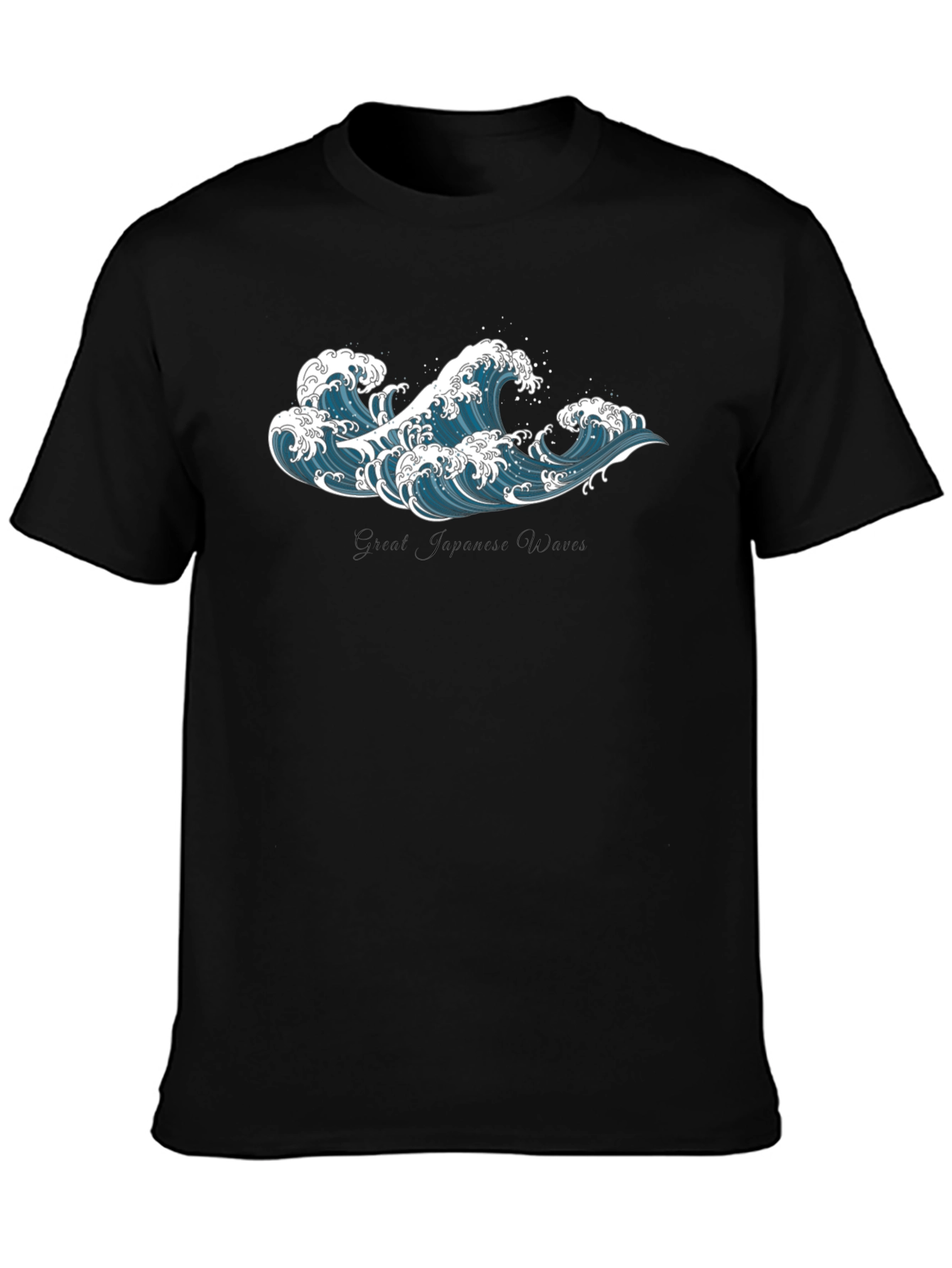 Great Wave Graphic Tee - Black Cotton T-Shirt