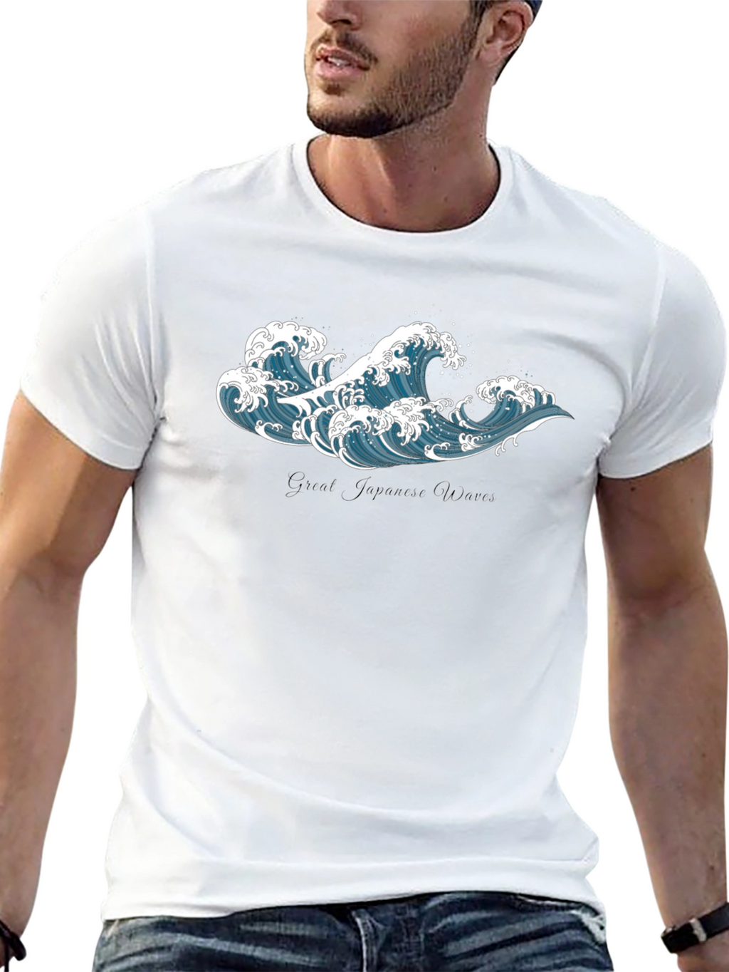 Great Wave Graphic Tee - Black Cotton T-Shirt