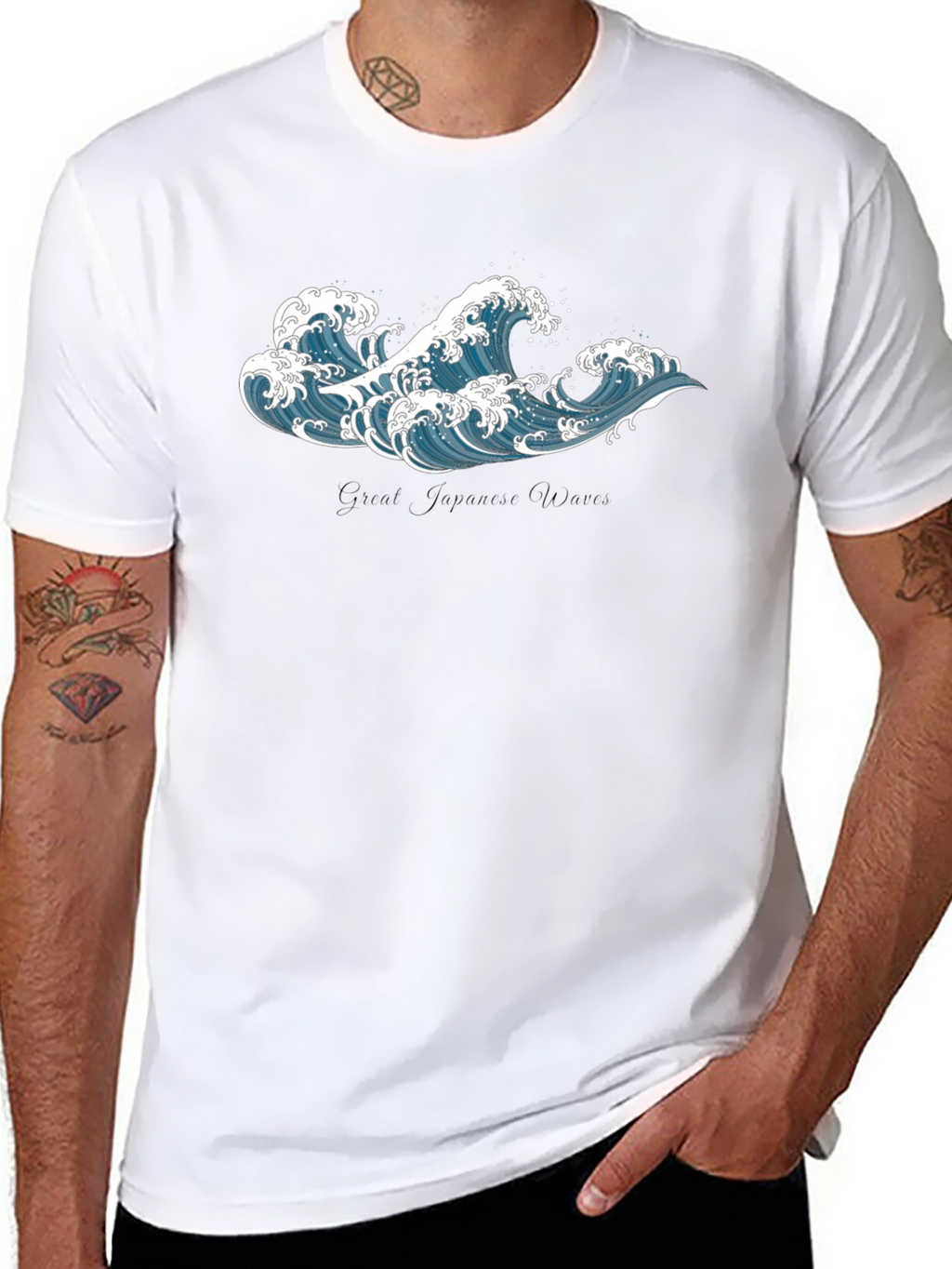 Great Wave Graphic Tee - Black Cotton T-Shirt