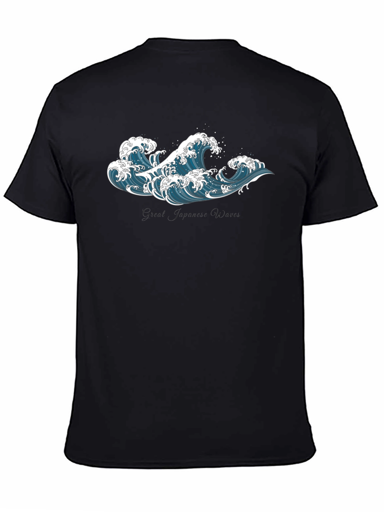 Great Wave Graphic Tee - Black Cotton T-Shirt
