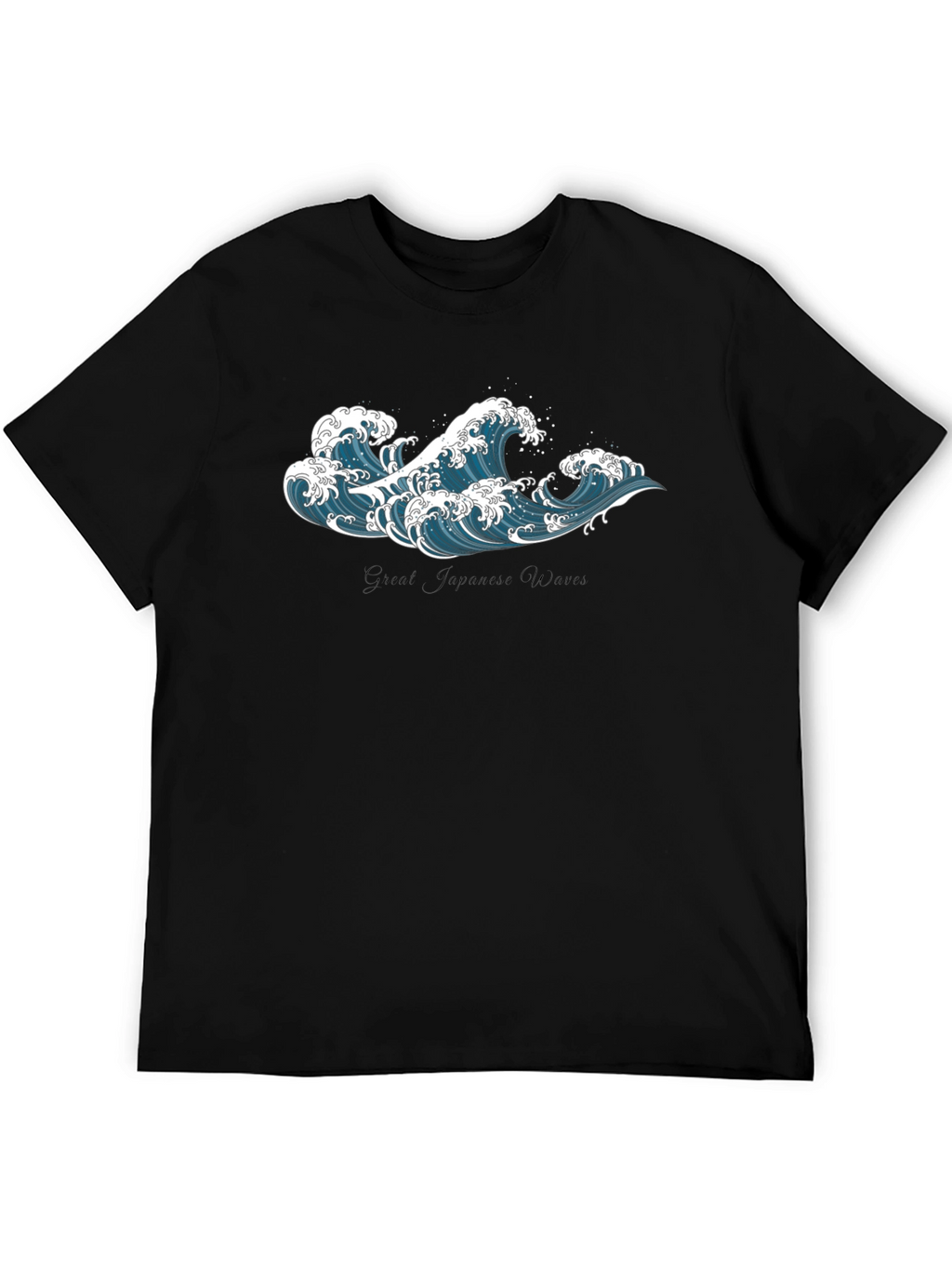 Great Wave Graphic Tee - Black Cotton T-Shirt