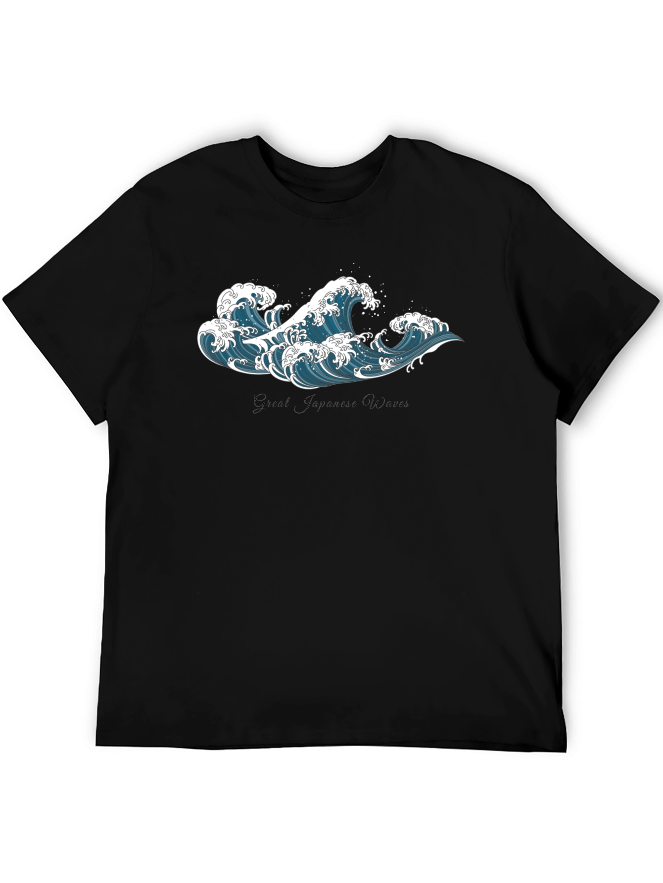 Great Wave Graphic Tee - Black Cotton T-Shirt