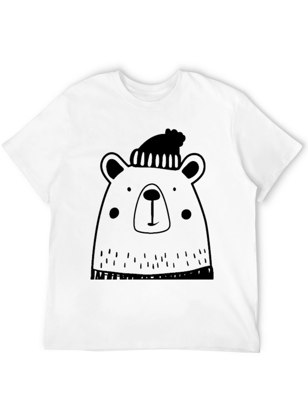 Bear with Beanie Graphic Tee - Soft Black T-Shirt