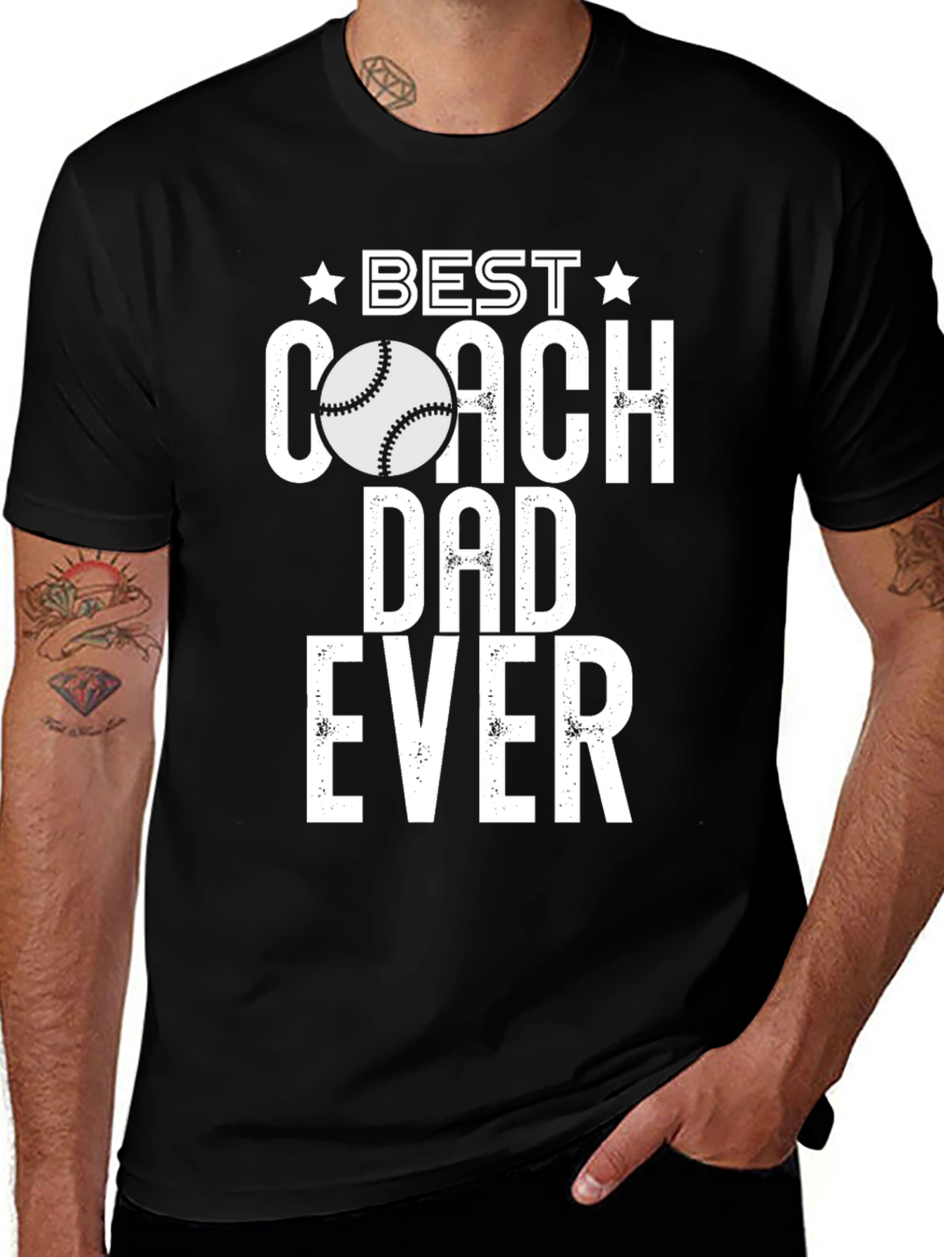 Best Coach Dad Ever T-Shirt Baseball Gift