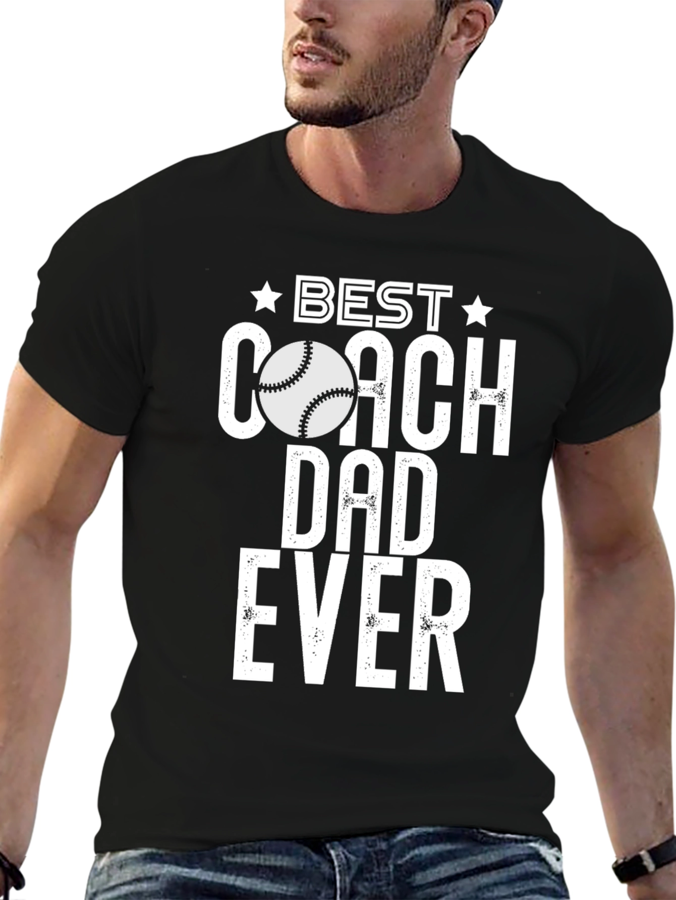 Best Coach Dad Ever T-Shirt Baseball Gift