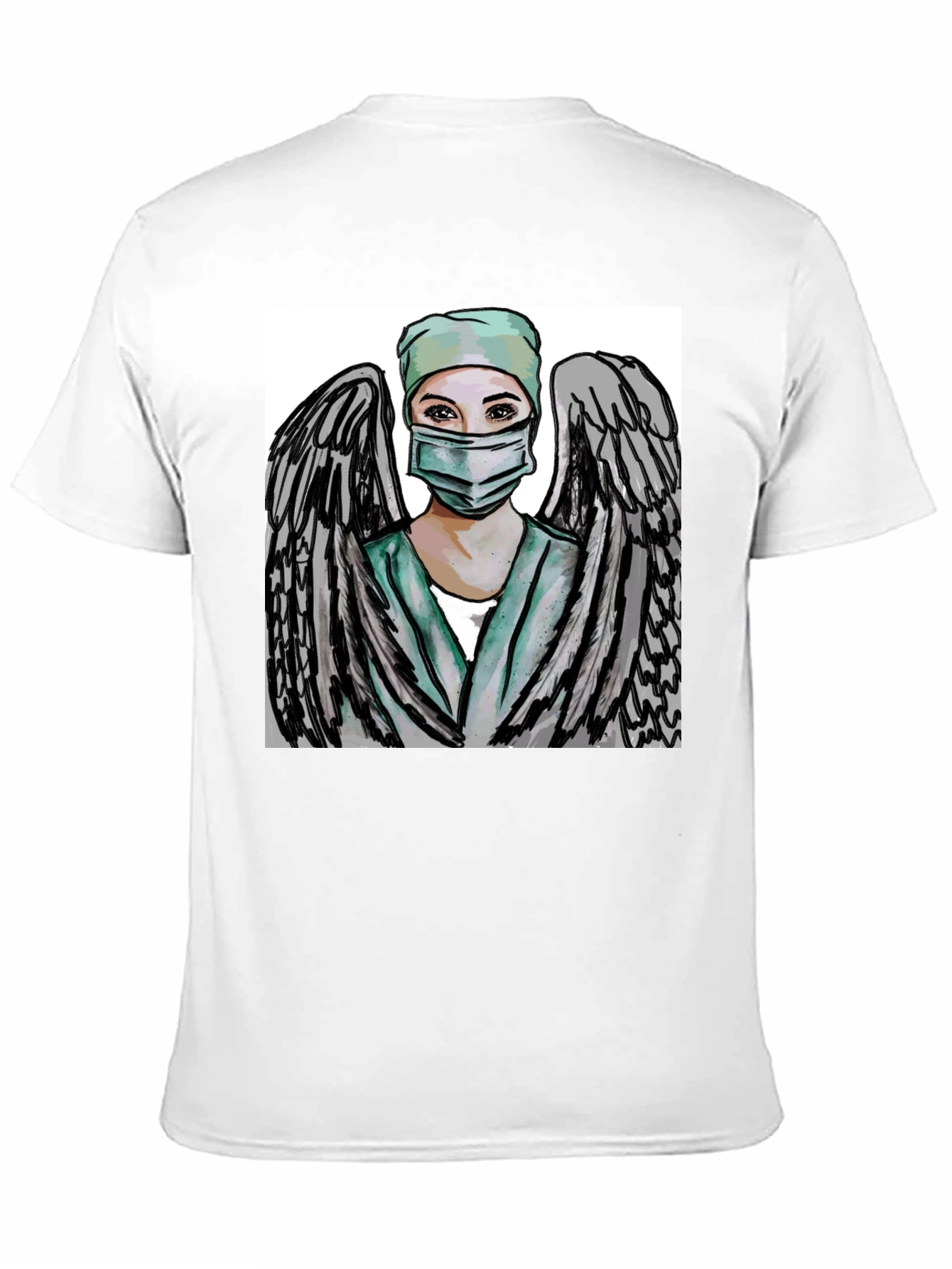 Angel Nurse Graphic Tee - Black