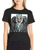 Angel Nurse Graphic Tee - Black