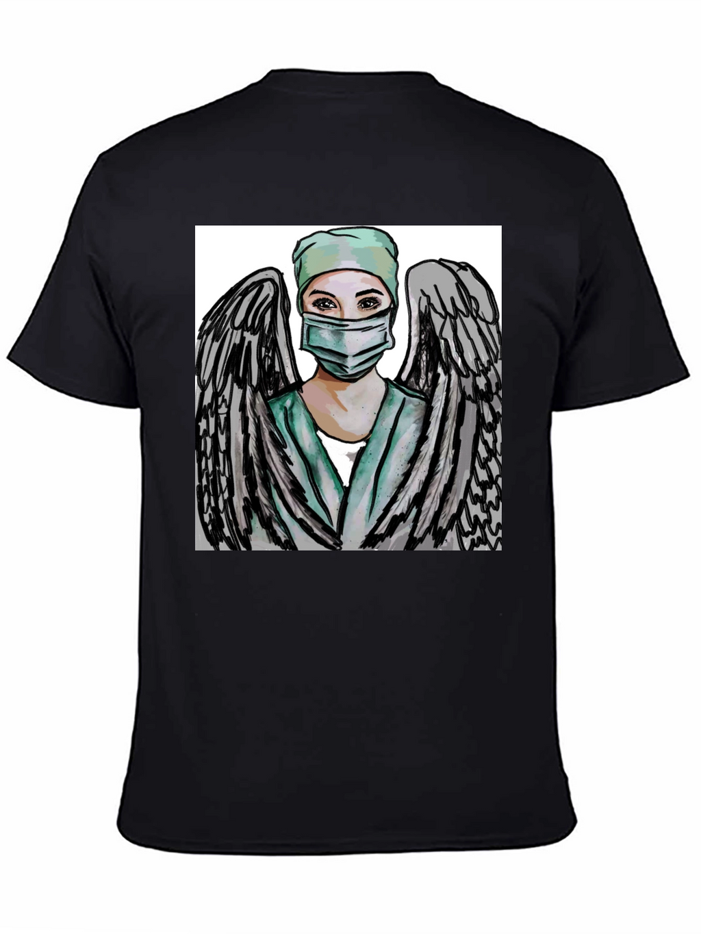 Angel Nurse Graphic Tee - Black