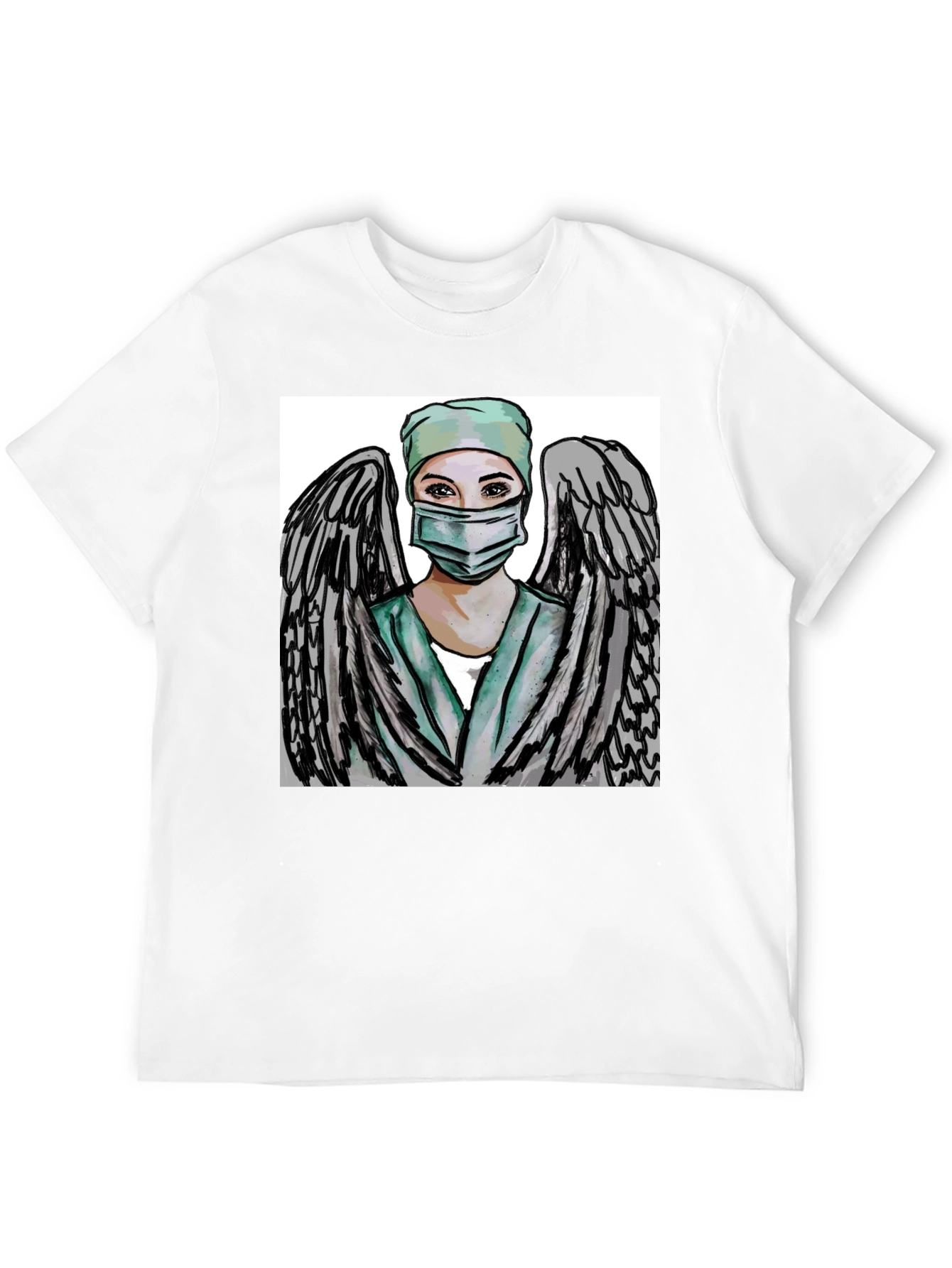 Angel Nurse Graphic Tee - Black