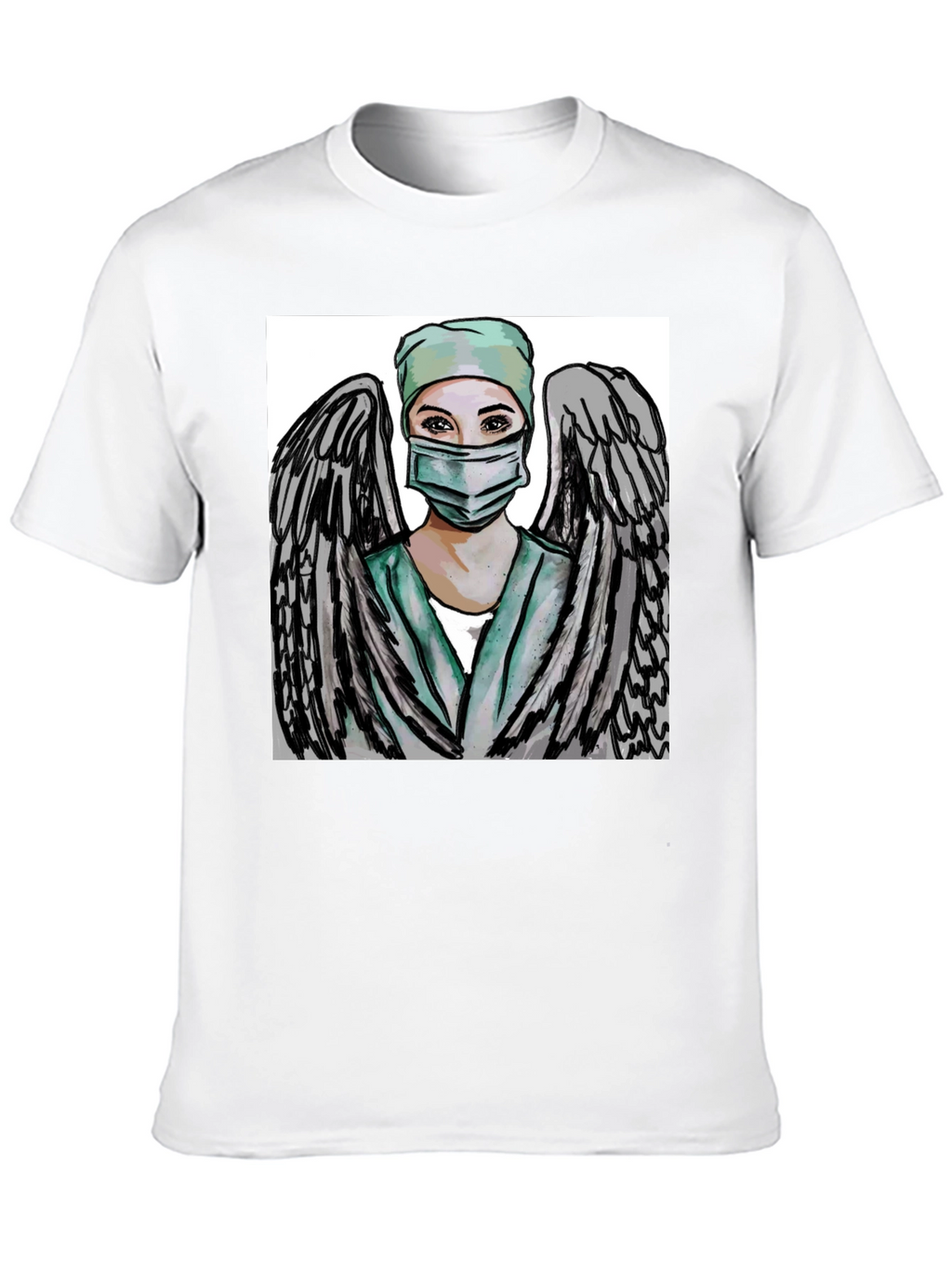 Angel Nurse Graphic Tee - Black