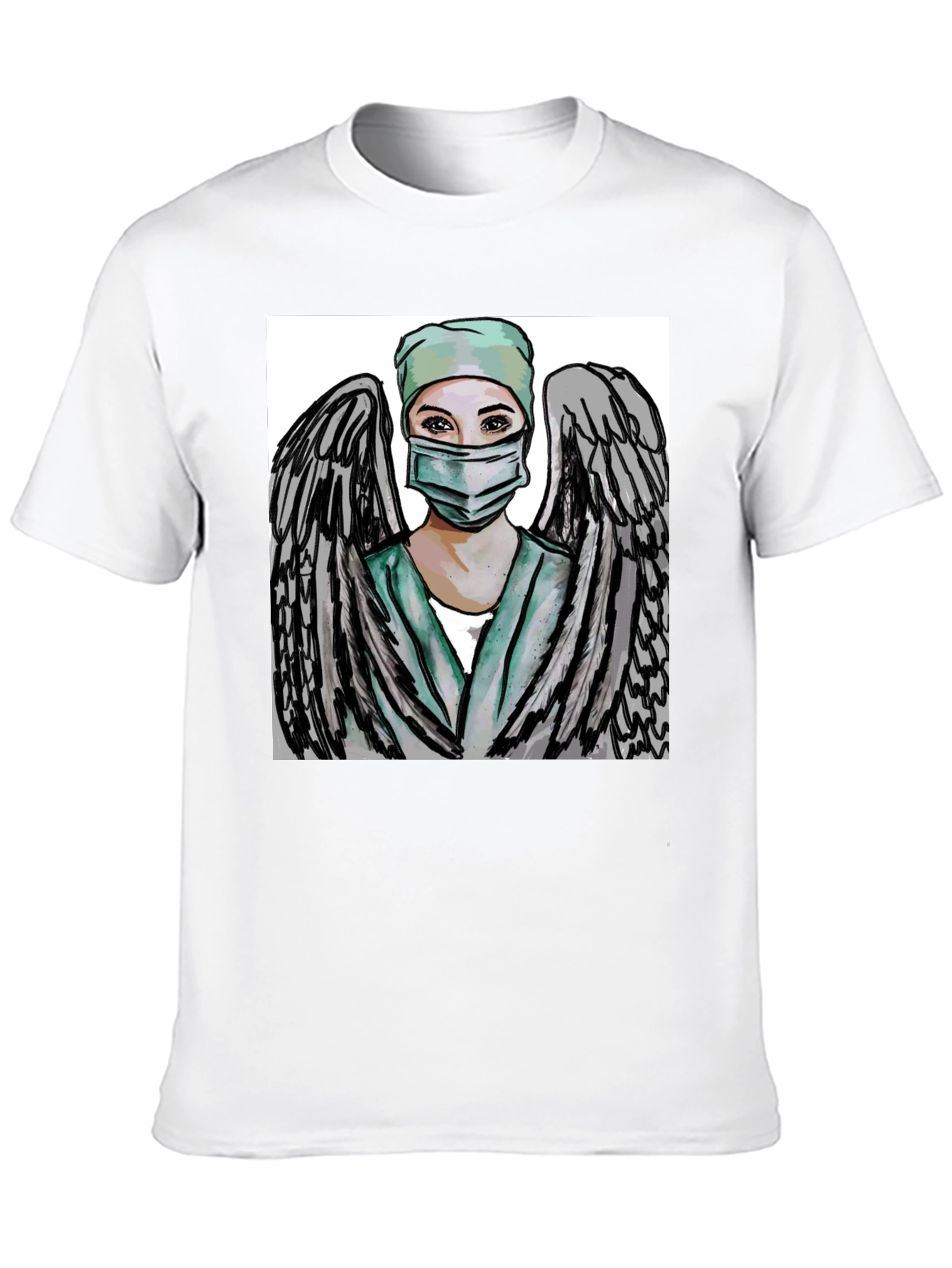 Angel Nurse Graphic Tee - Black
