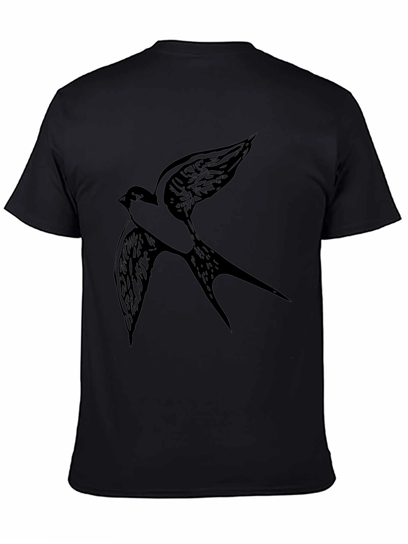 Black T-Shirt with Bird Graphic
