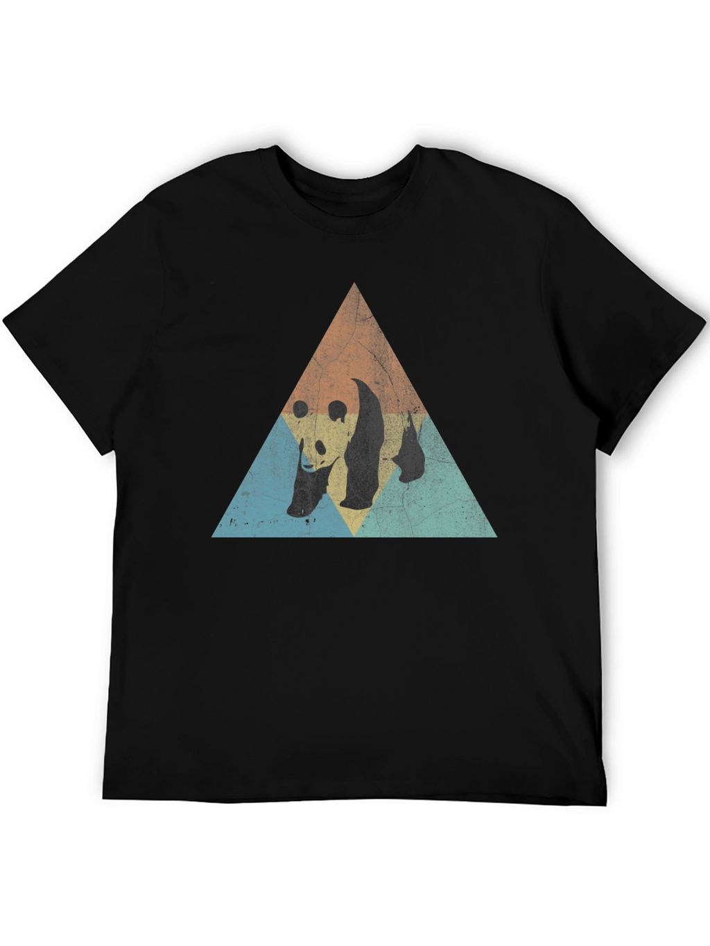 Retro Panda Triangle Graphic T-Shirt