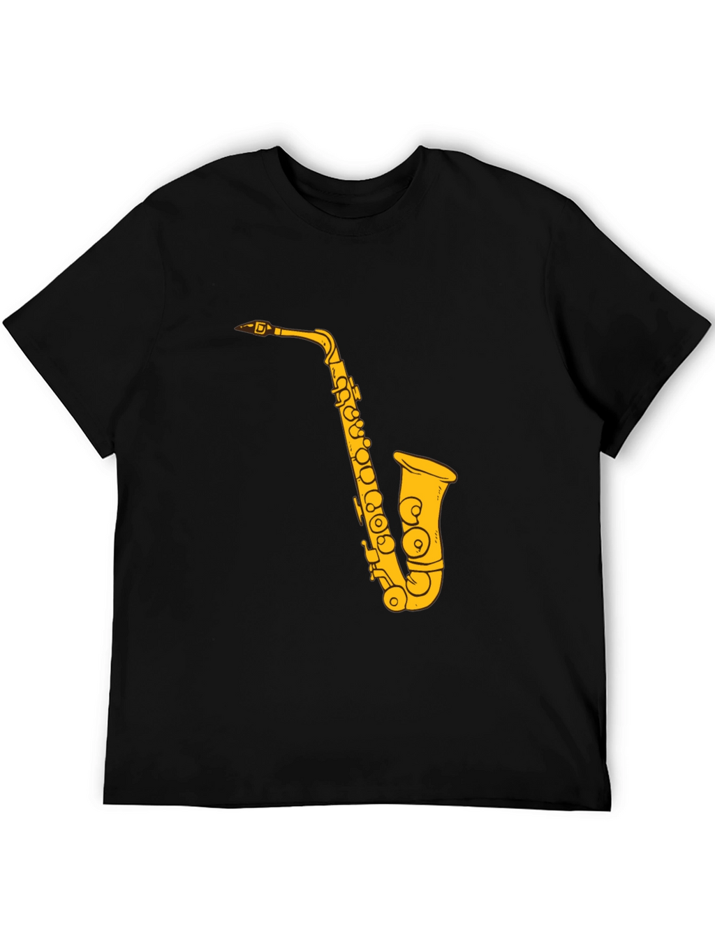 Saxophone Graphic Print Black T-Shirt
