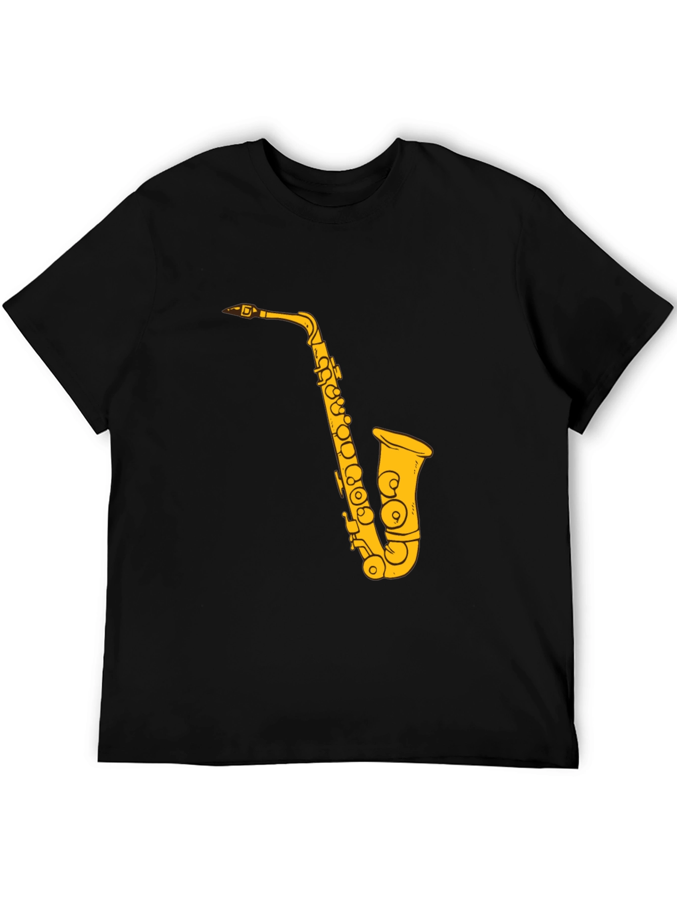Saxophone Graphic Print Black T-Shirt
