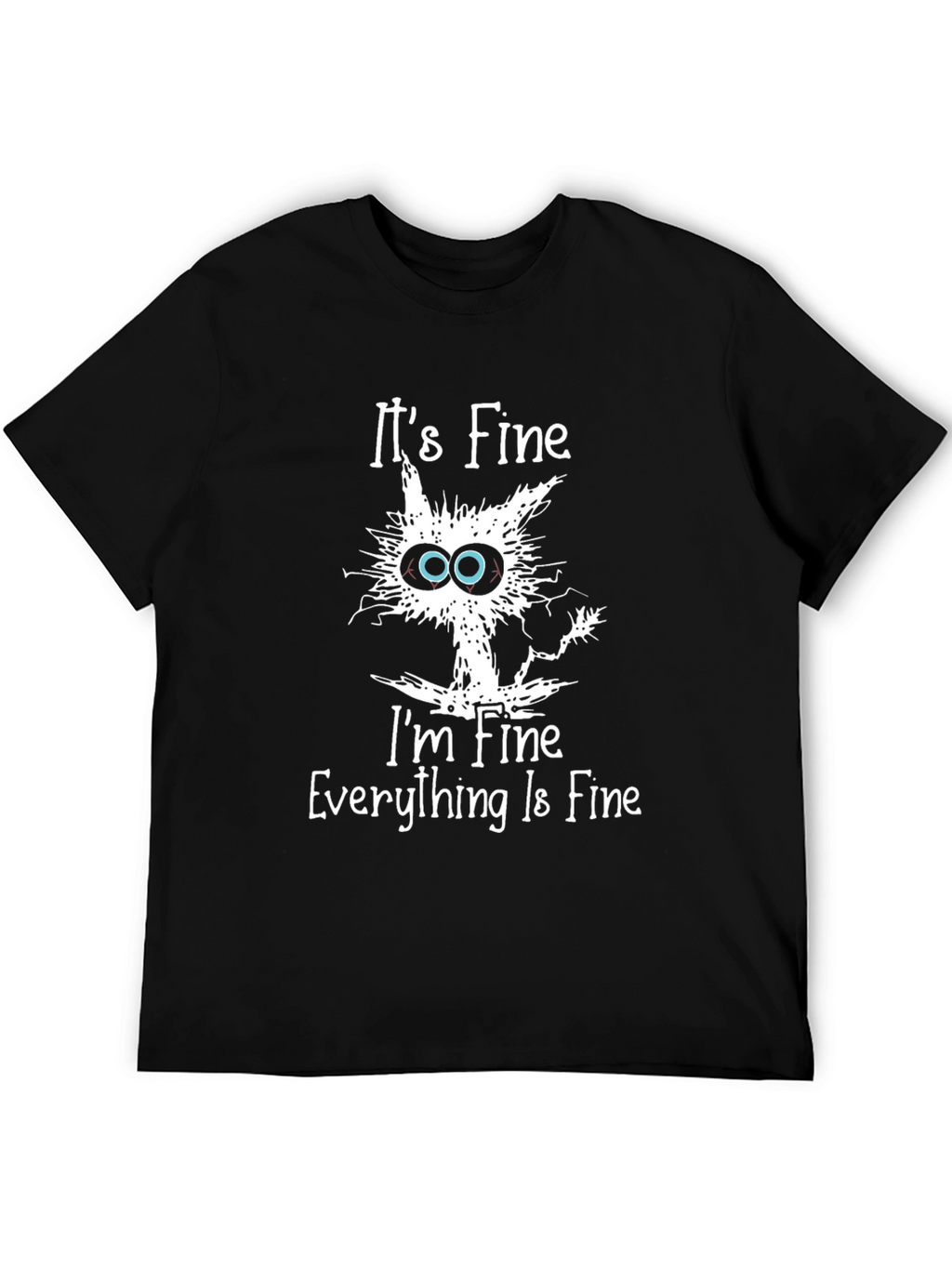 Its Fine Cat Graphic Black T-Shirt