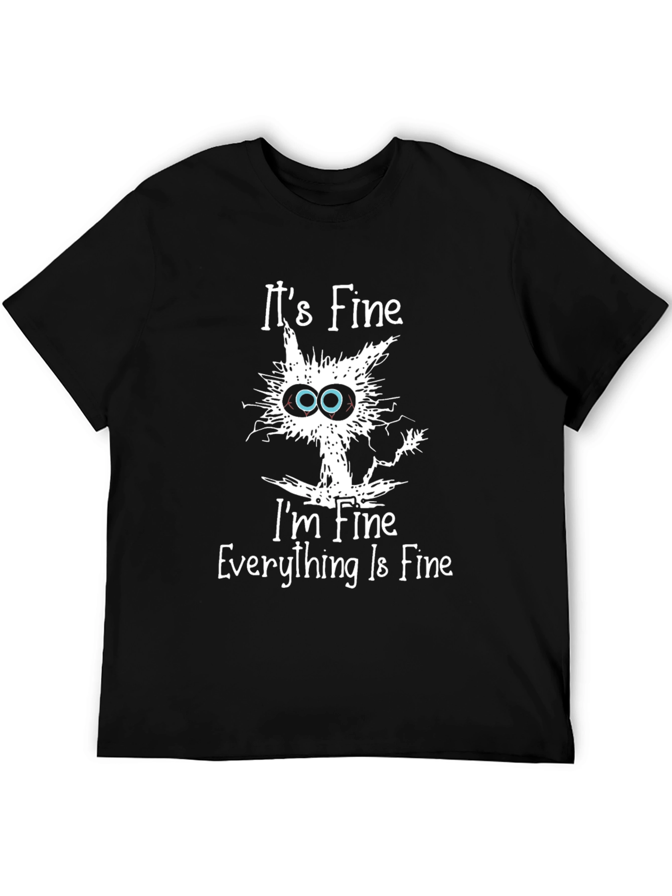 Its Fine Cat Graphic Black T-Shirt