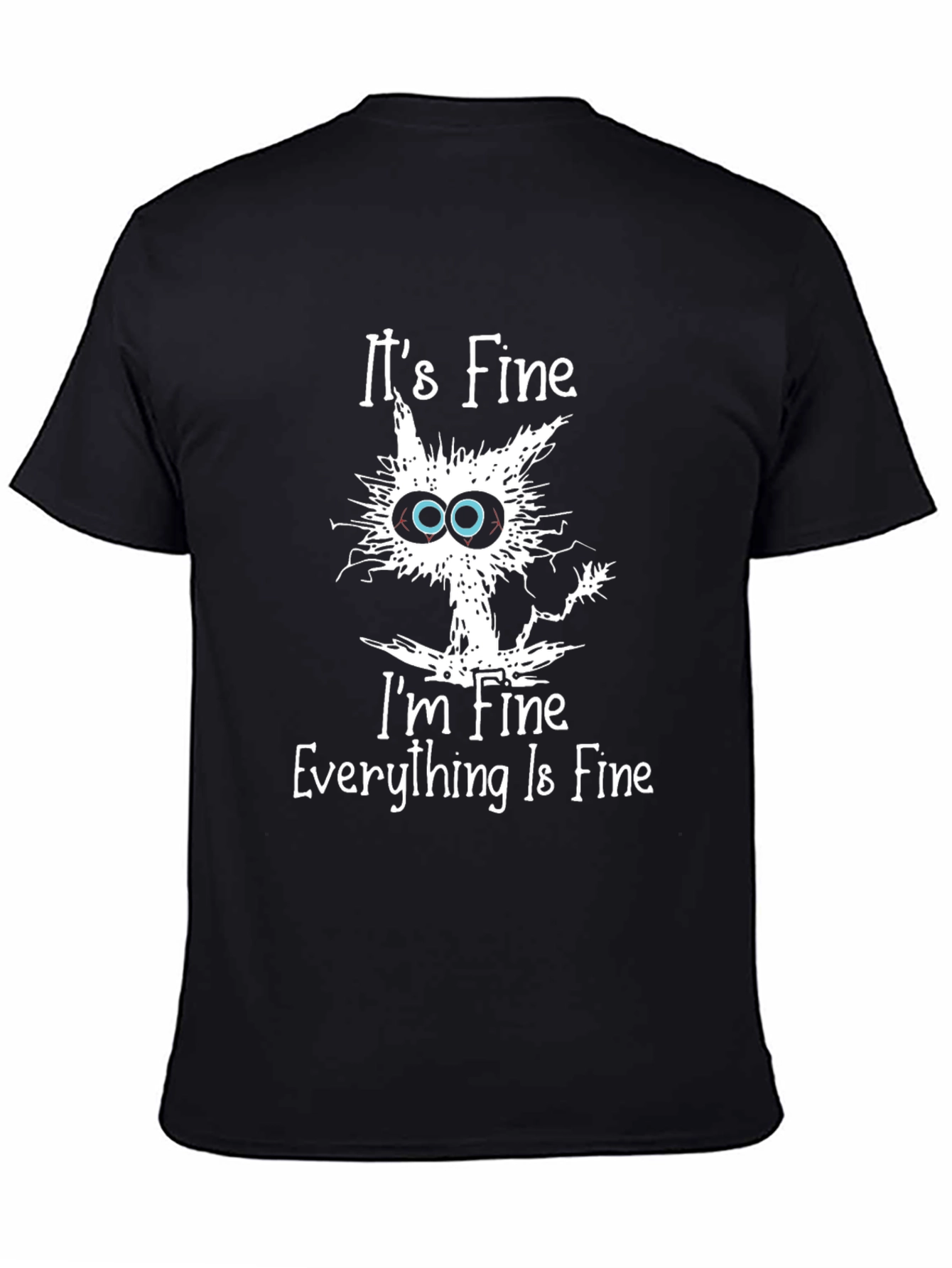 Its Fine Cat Graphic Black T-Shirt