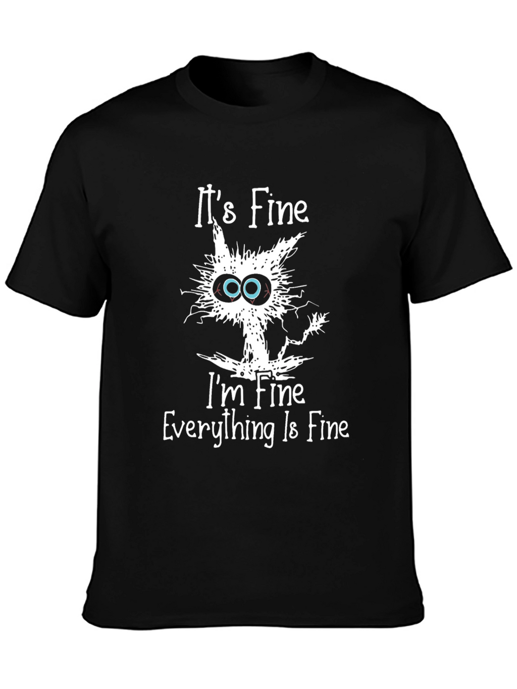 Its Fine Cat Graphic Black T-Shirt