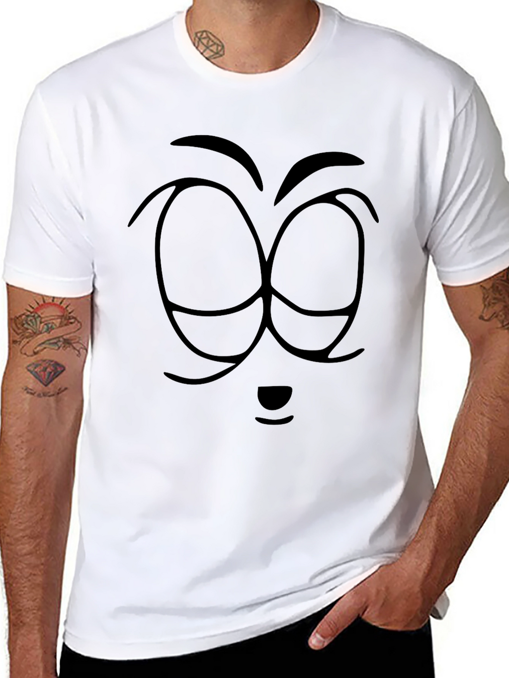 Black Sleepy Face Graphic Tee Shirt