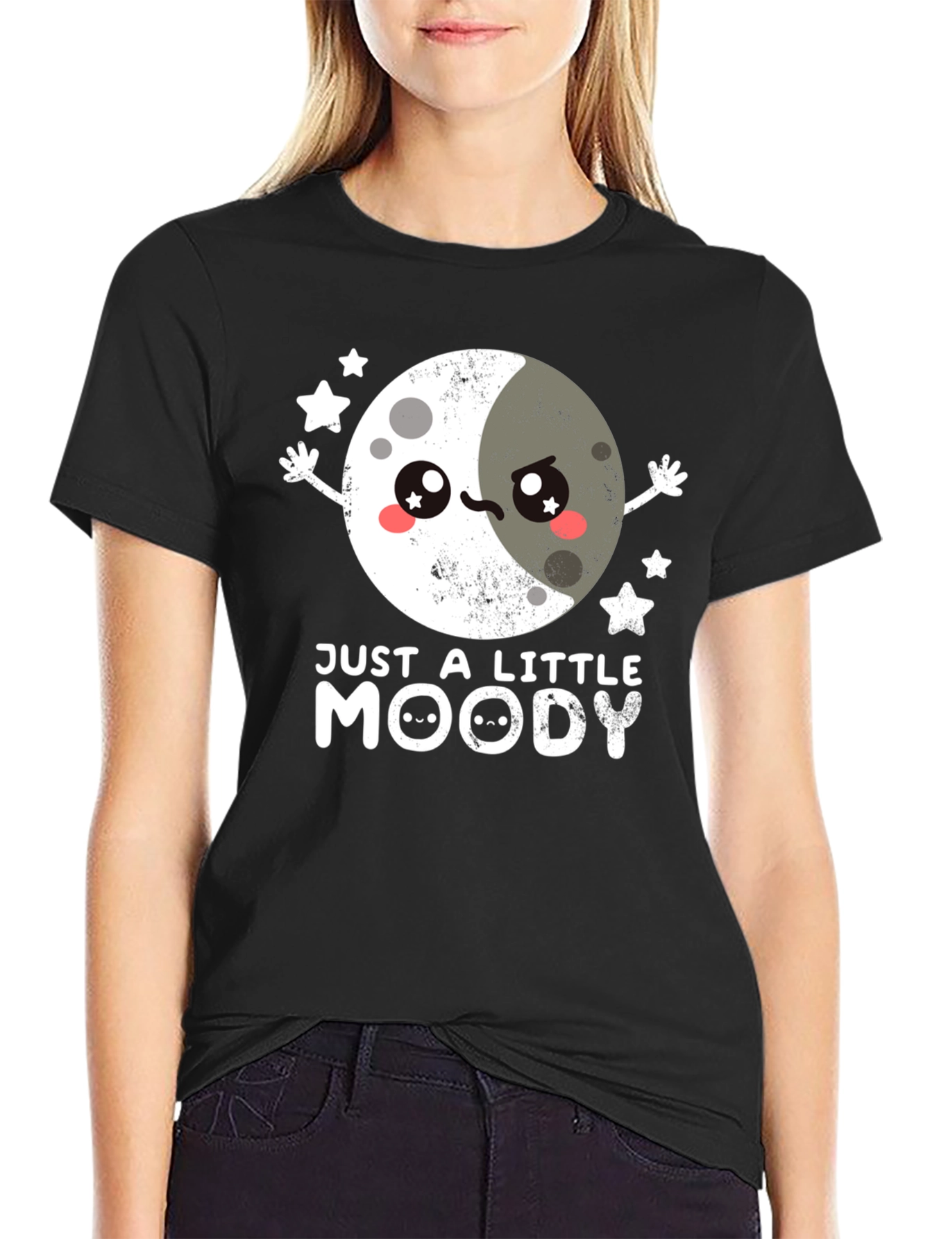 Just A Little Moody T-Shirt Cute Kawaii Moon