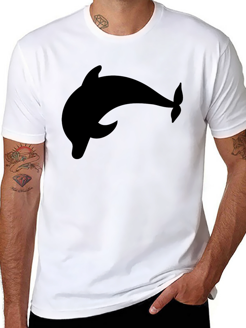 Black Dolphin Graphic Tee - Casual Style