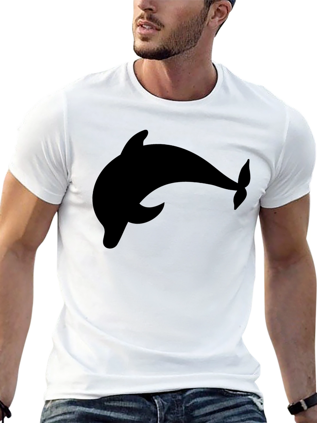 Black Dolphin Graphic Tee - Casual Style