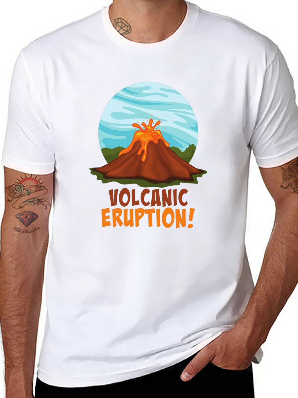 Volcanic Eruption Graphic T-Shirt - Black