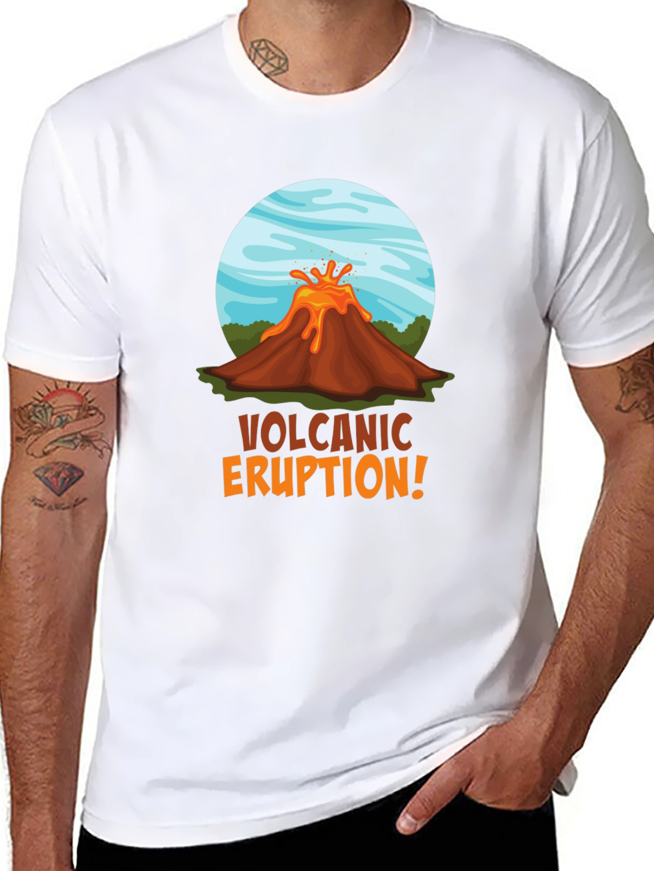 Volcanic Eruption Graphic T-Shirt - Black