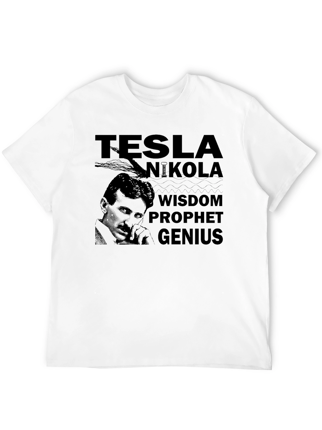 Tesla Nikola Wisdom Prophet Genius Black T-Shirt