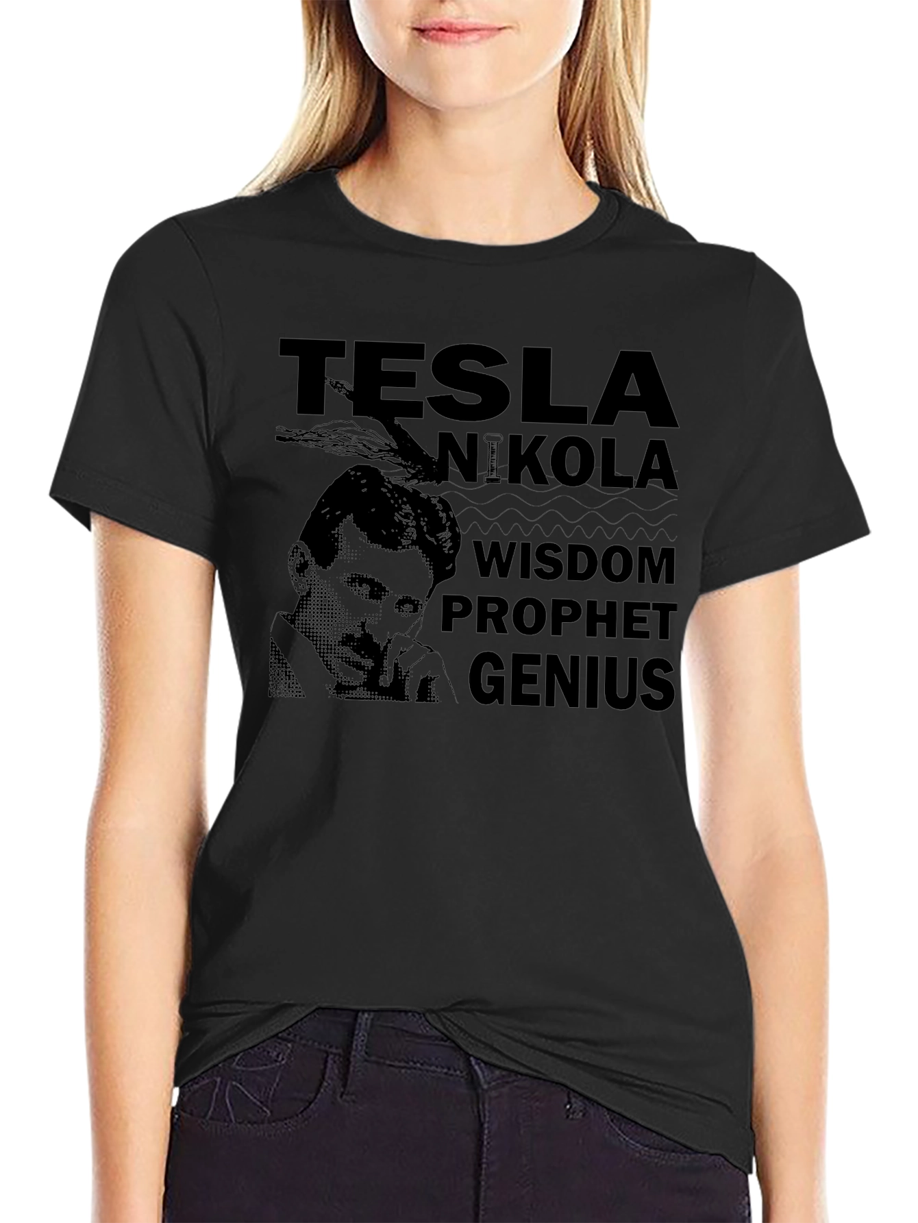 Tesla Nikola Wisdom Prophet Genius Black T-Shirt