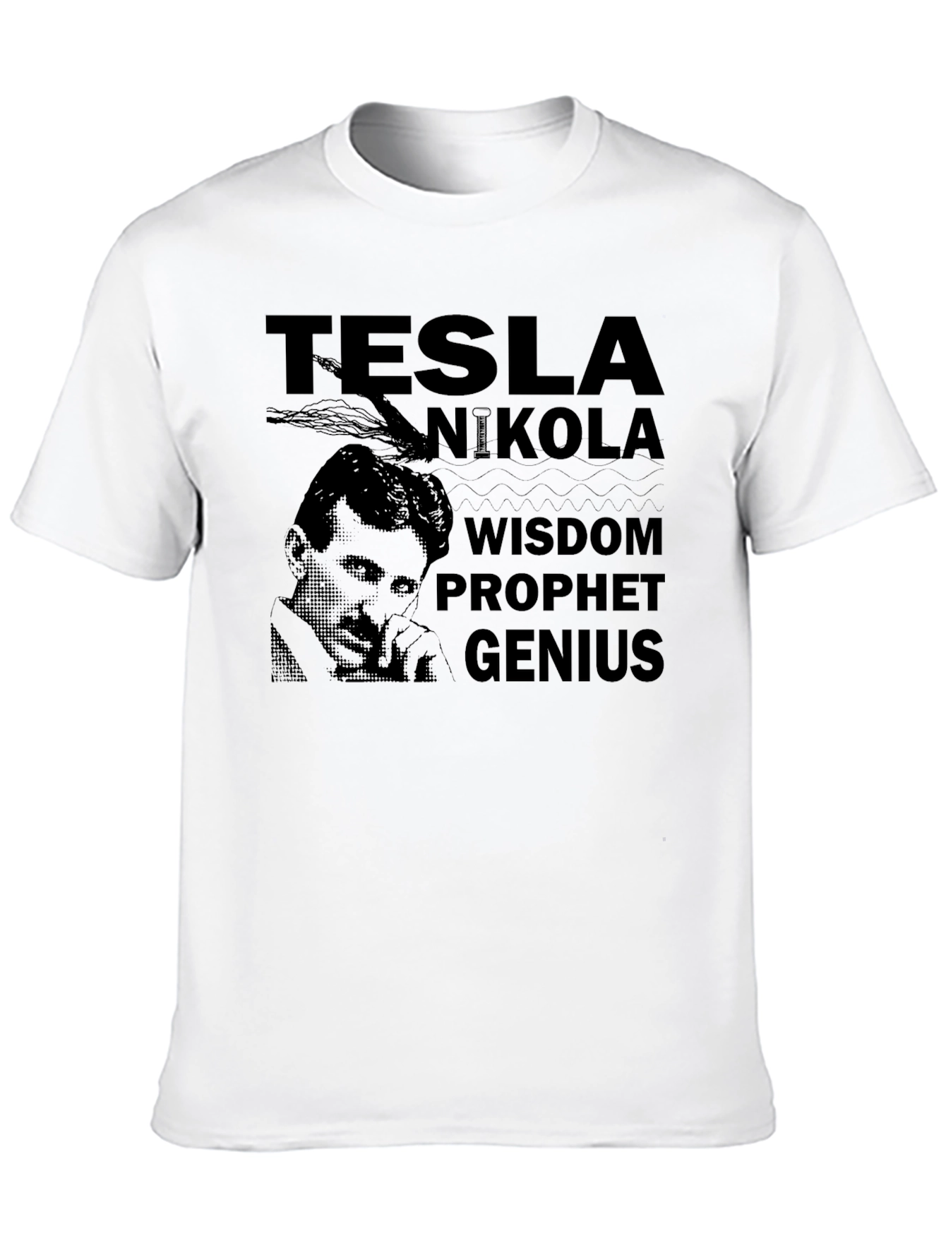 Tesla Nikola Wisdom Prophet Genius Black T-Shirt
