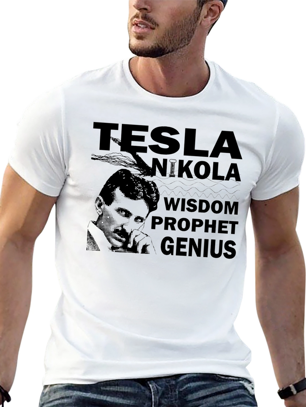 Tesla Nikola Wisdom Prophet Genius Black T-Shirt