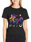 Star Graphic Print Black T-Shirt
