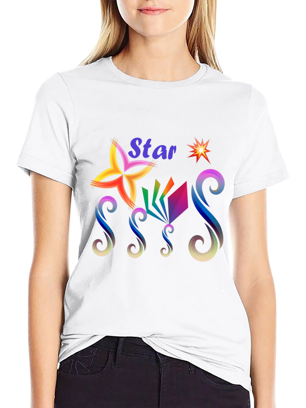 Star Graphic Print Black T-Shirt