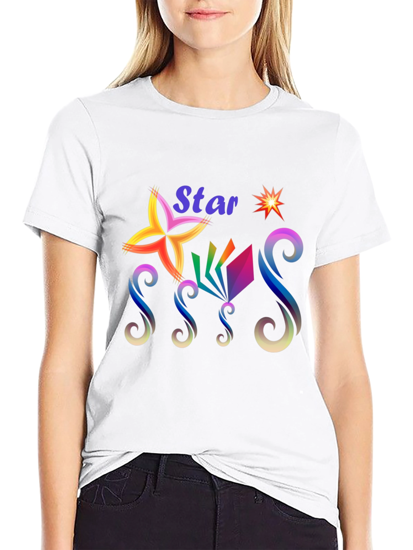 Star Graphic Print Black T-Shirt