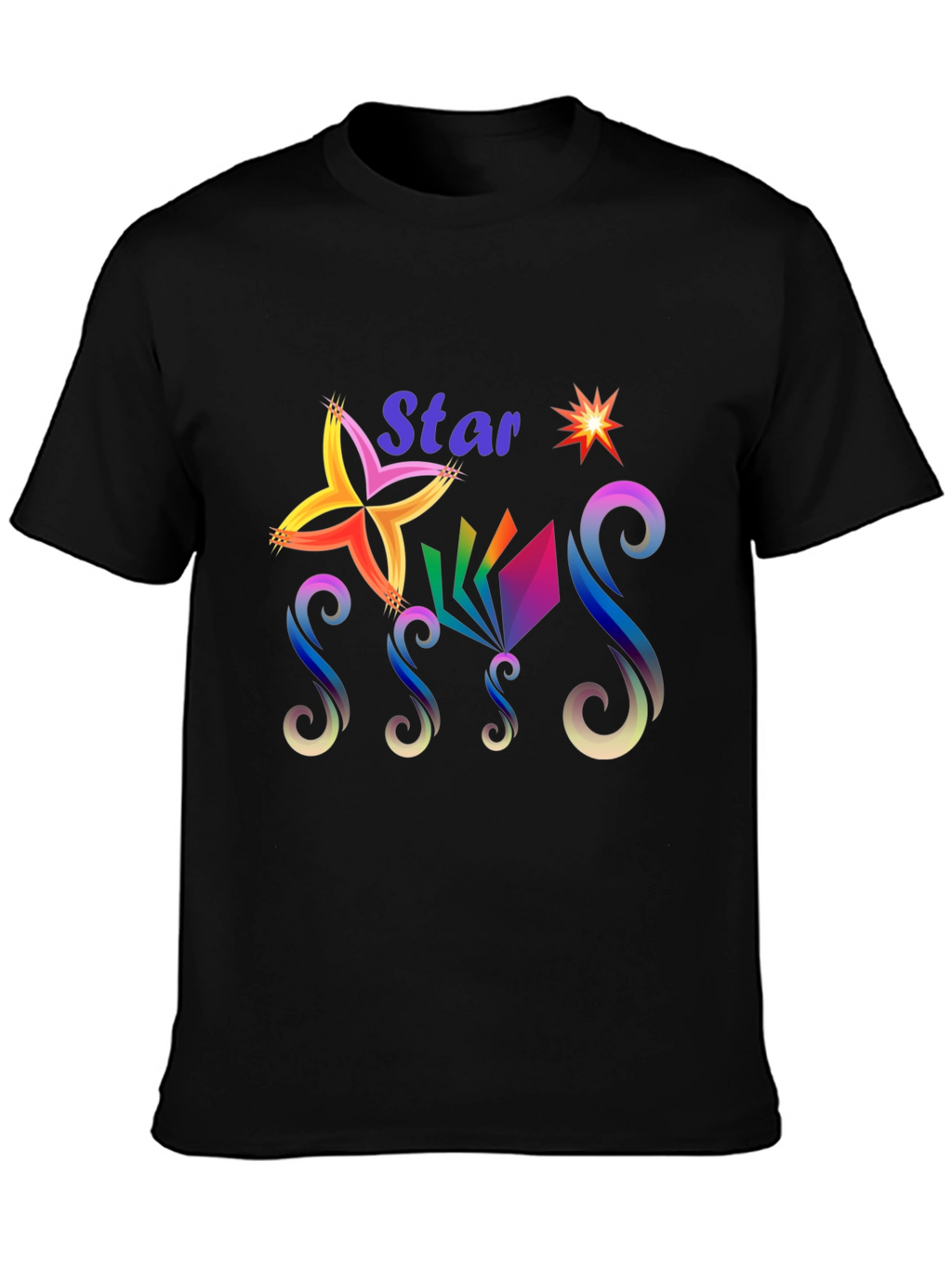 Star Graphic Print Black T-Shirt