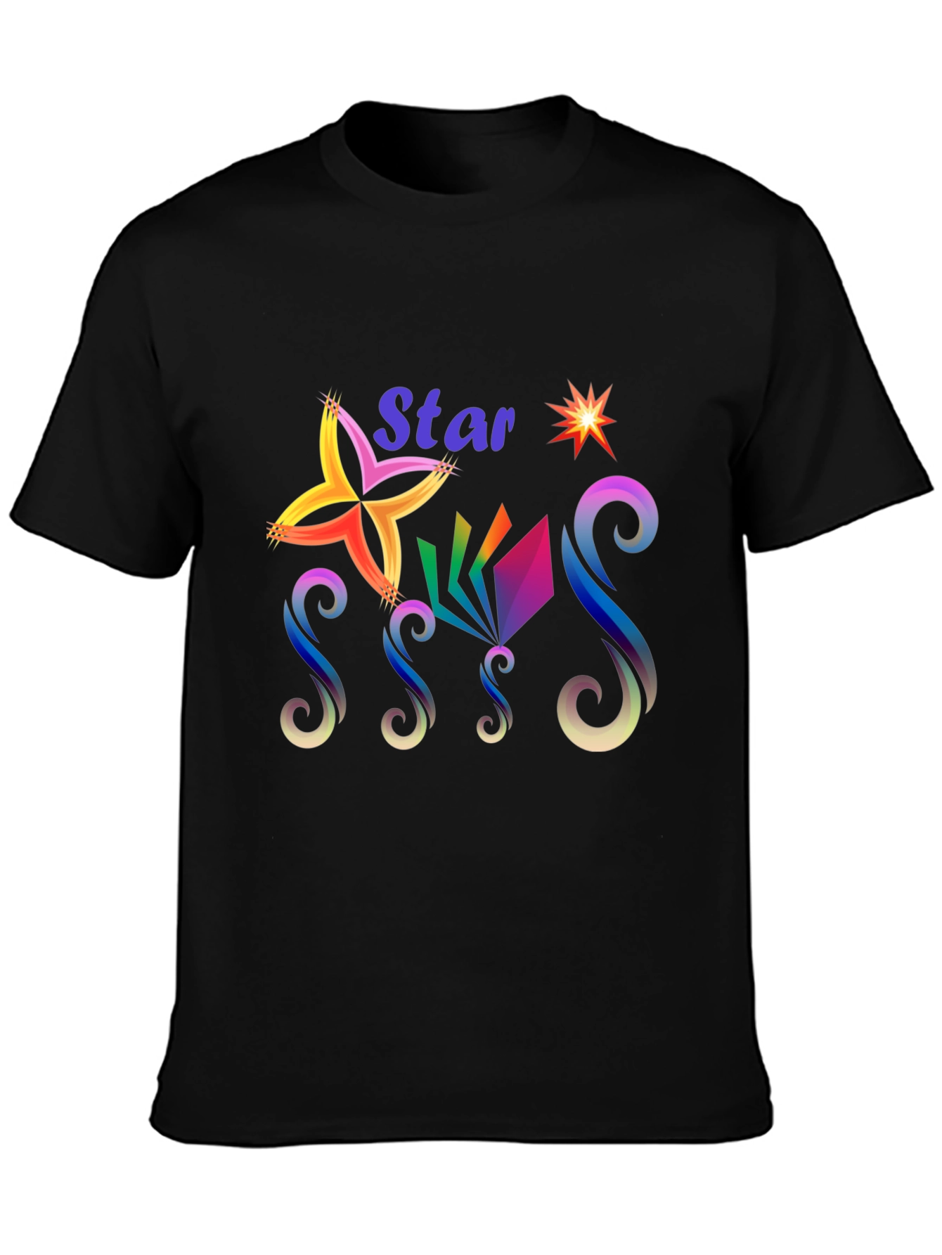 Star Graphic Print Black T-Shirt