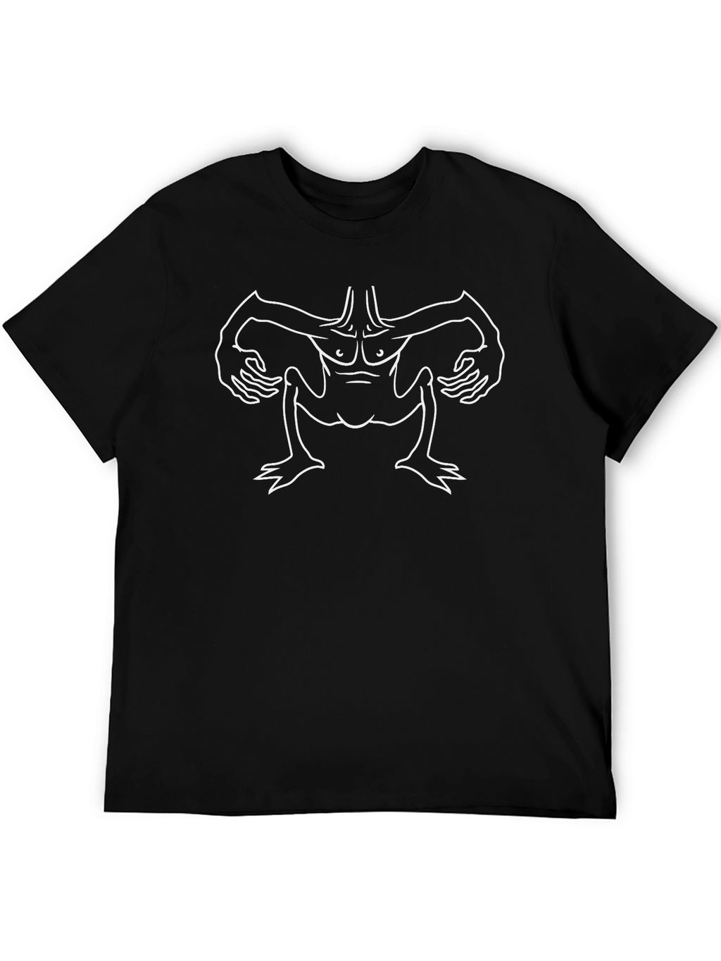 Mens Black T-Shirt with White Creature Graphic
