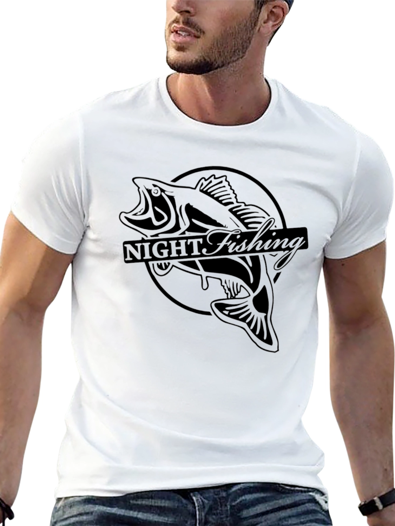 Night Fishing Graphic Tee - Bass Design