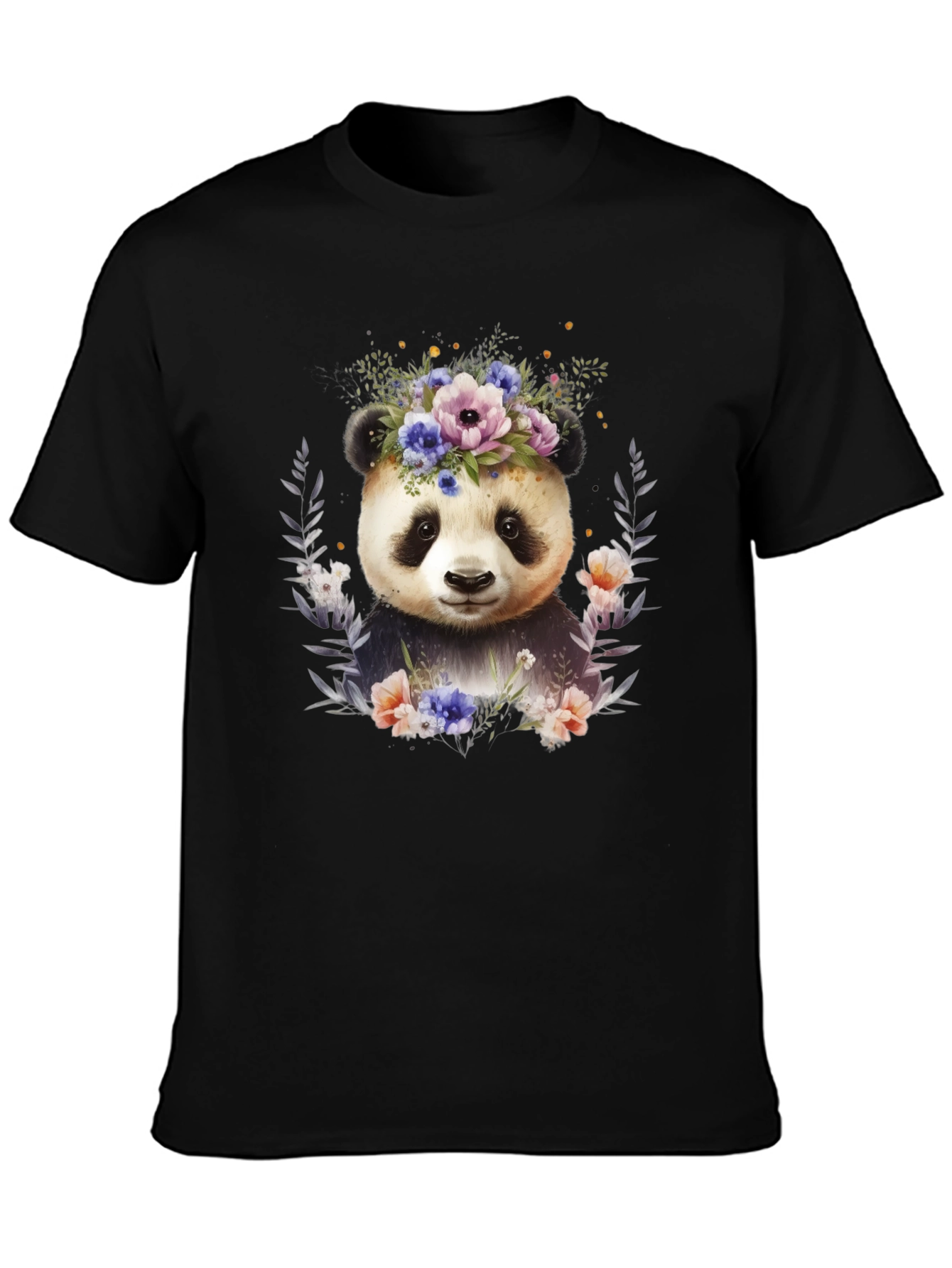 Panda Floral Wreath T-Shirt - Cute Animal Tee