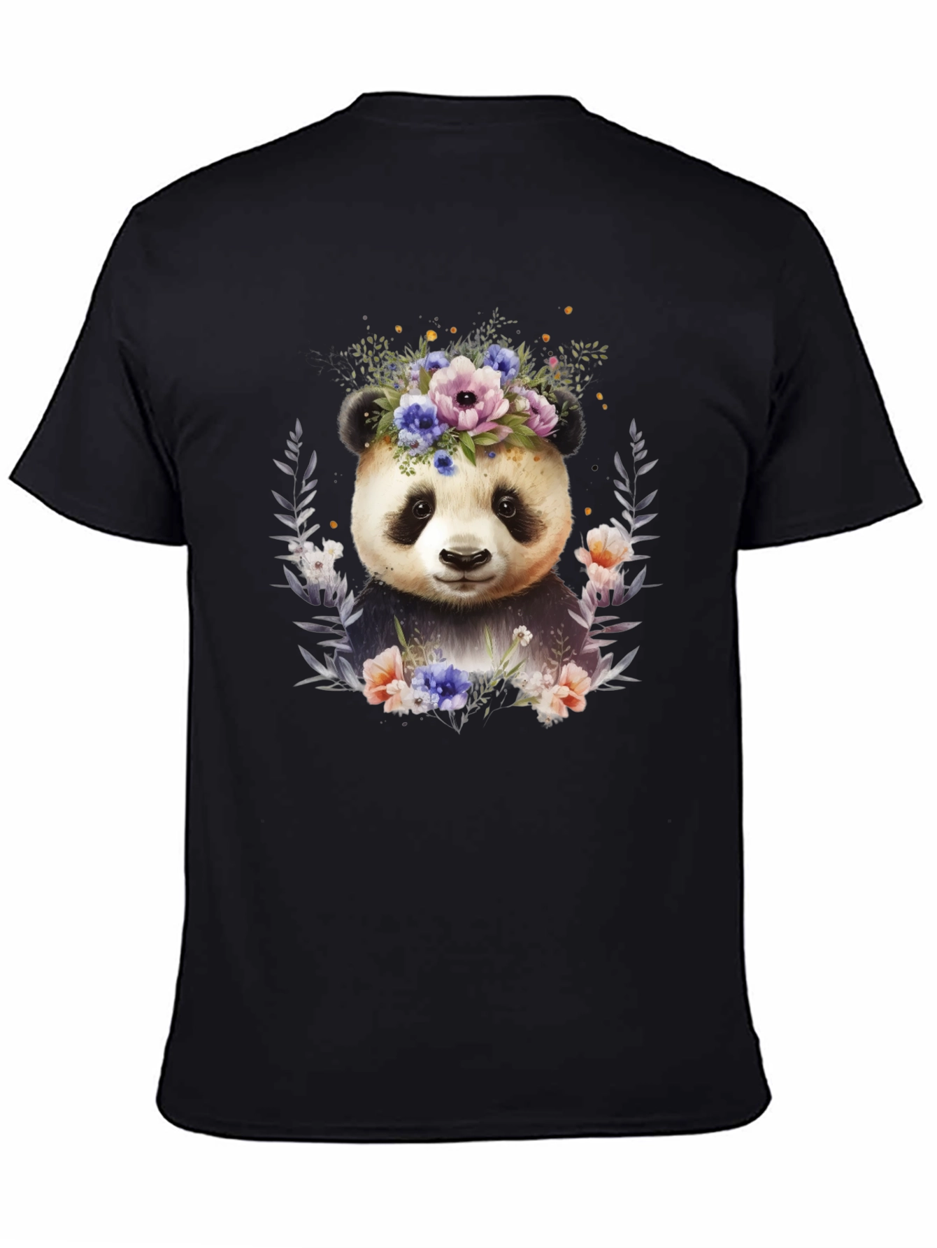 Panda Floral Wreath T-Shirt - Cute Animal Tee