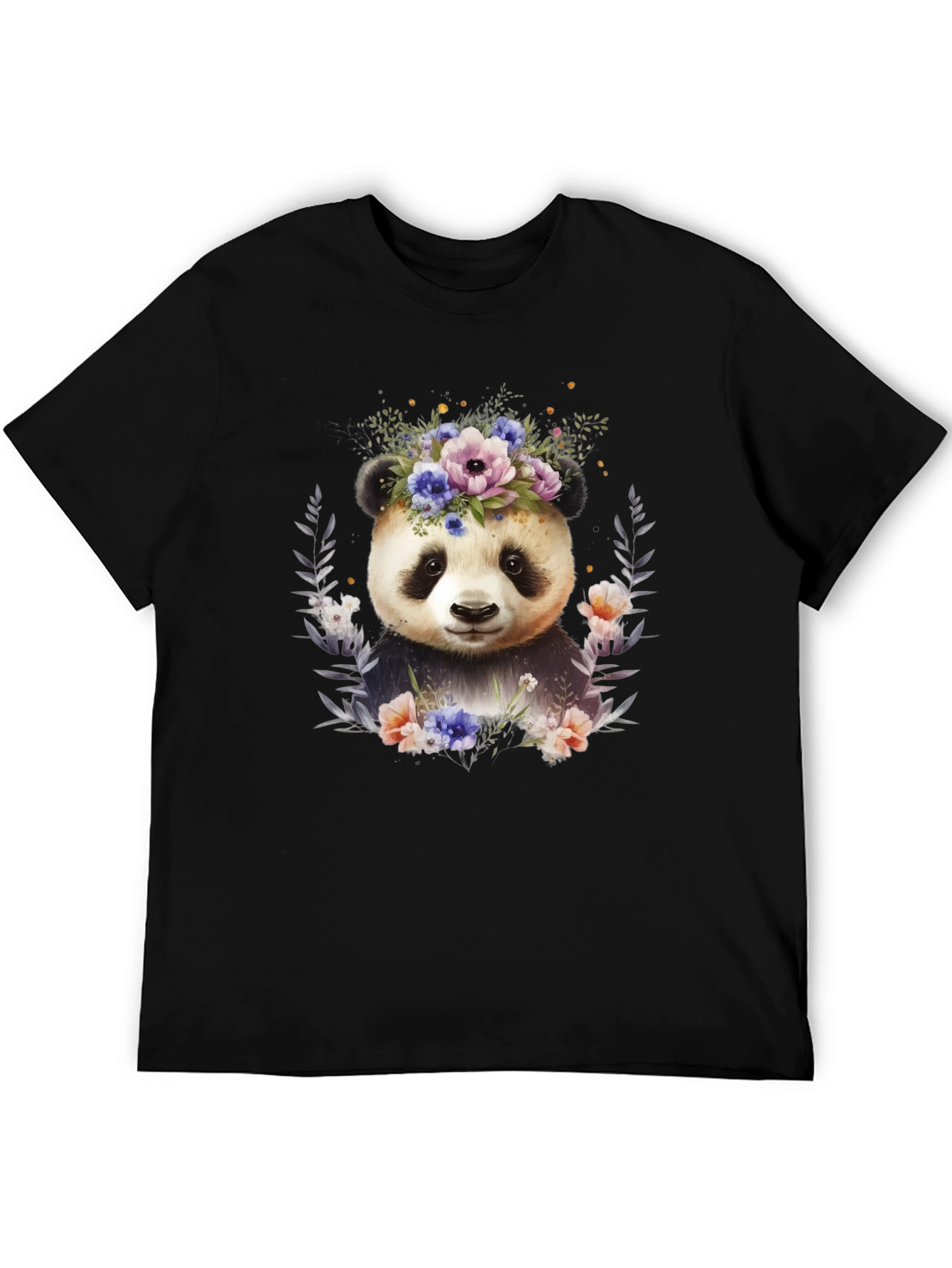 Panda Floral Wreath T-Shirt - Cute Animal Tee