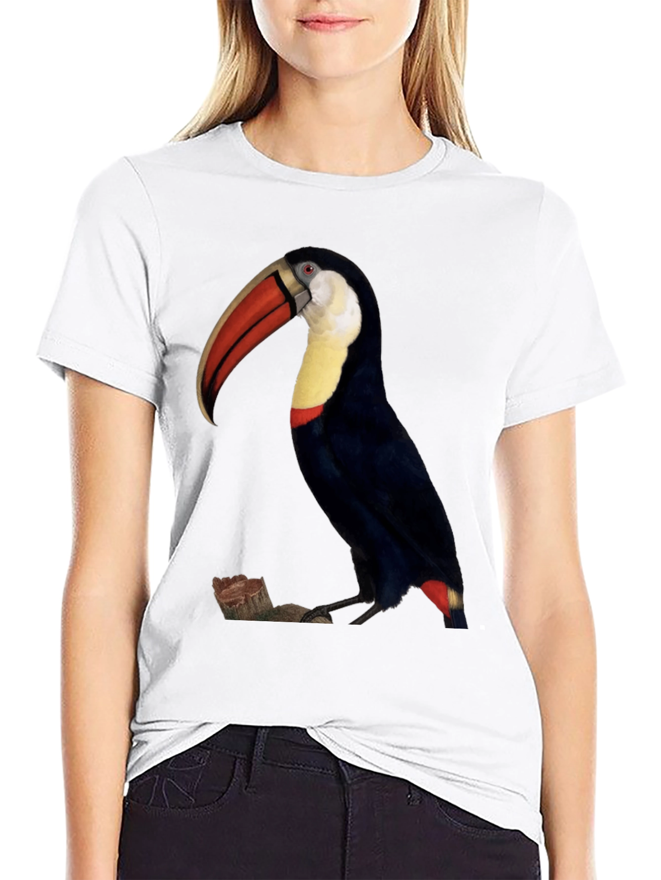 Toucan Bird Graphic Print Black T-Shirt