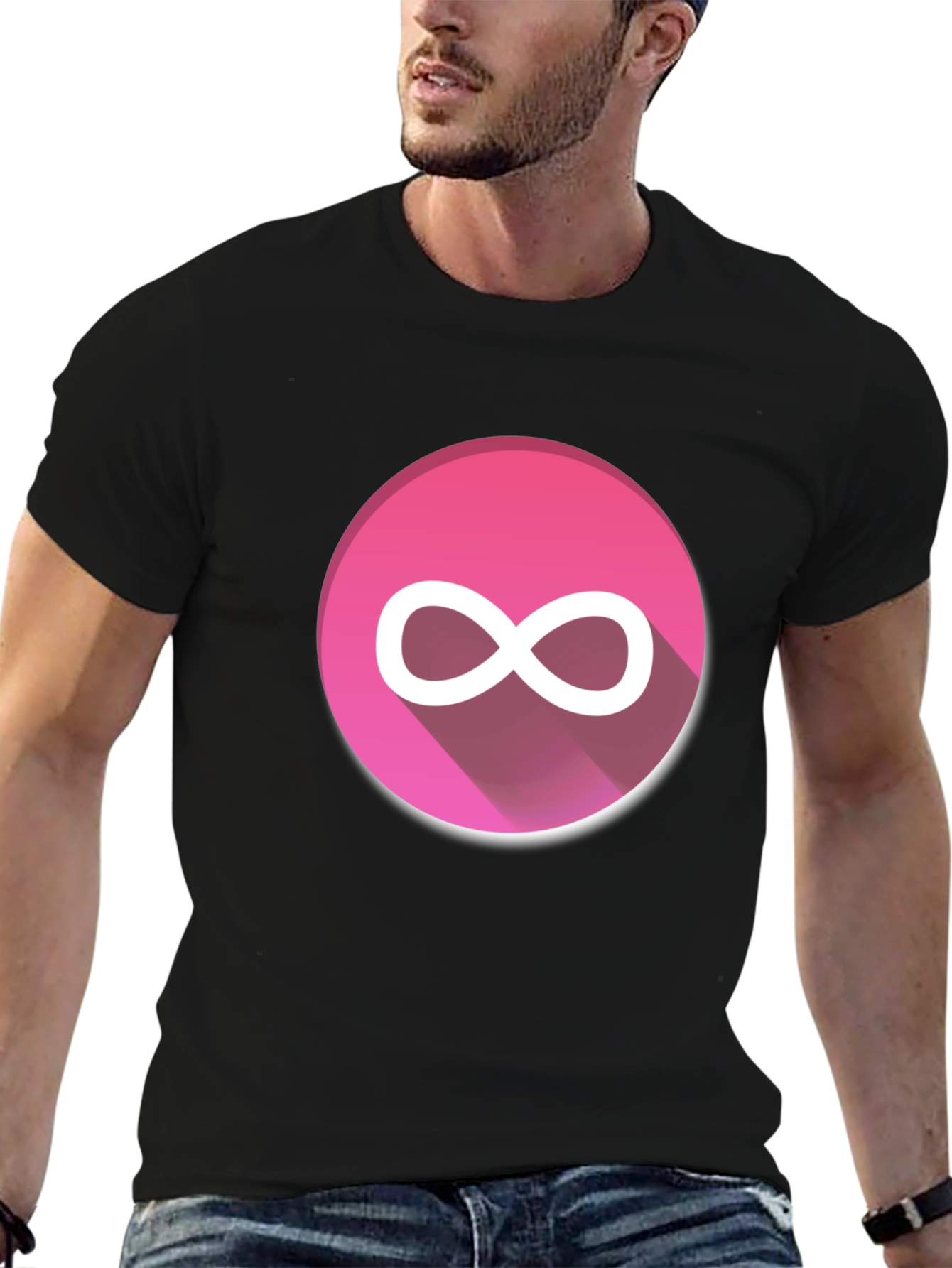 Pink Infinity Symbol Graphic Tee - Black