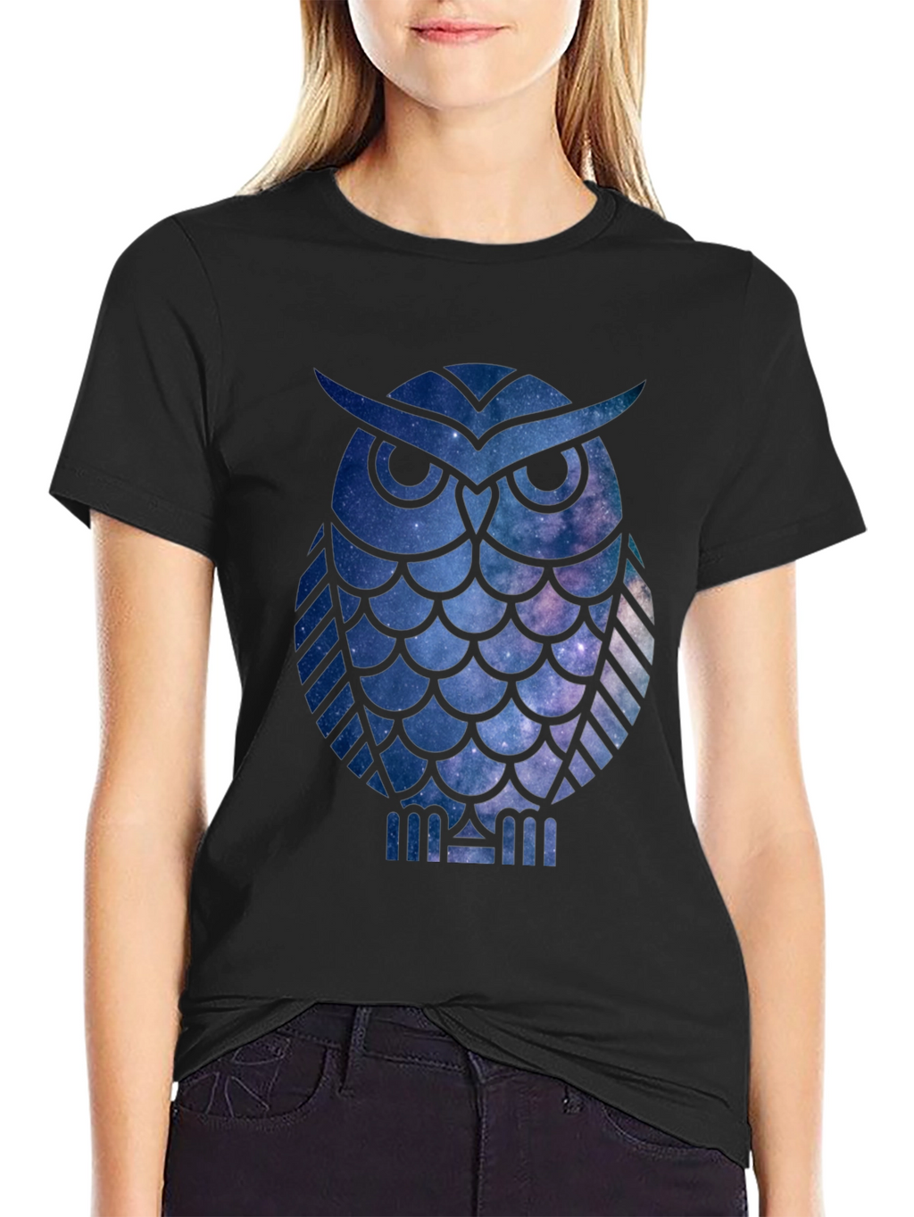 Galaxy Owl Black T-Shirt