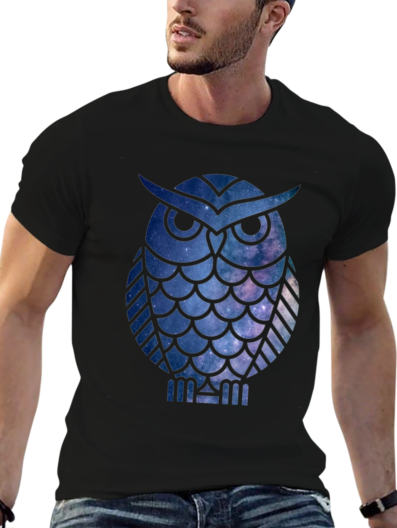 Galaxy Owl Black T-Shirt
